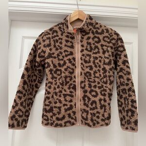 Joe Fresh Leopard Sherpa Zip Up - Size Medium